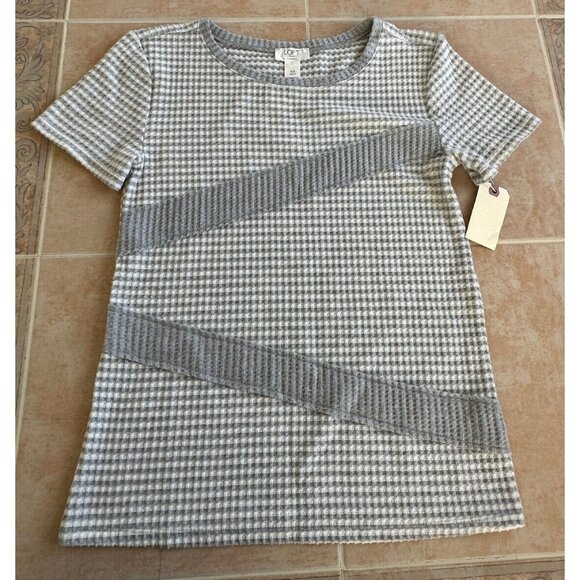LOFT Tops - Loft outlet Lounge gray top‎ striped short sleeve t-shirt Women size XS New !
